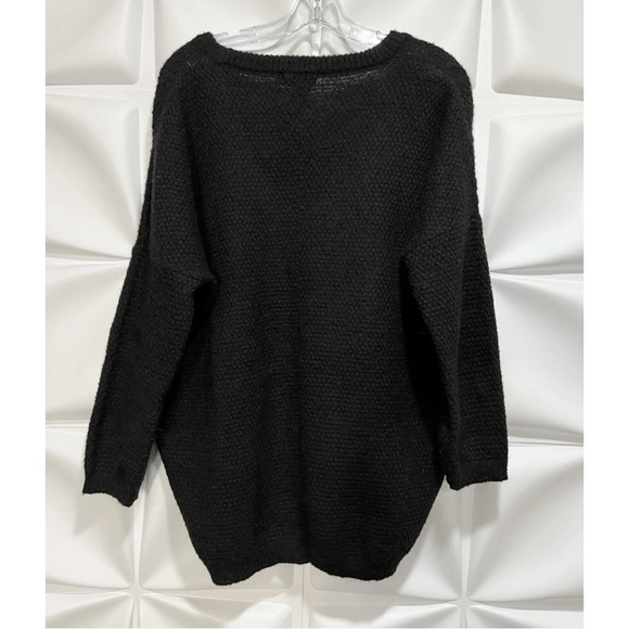 Neiman Marcus Women Sz S Black Acry Mohair Cable Knit High Low Sweater Oversized - Picture 4 of 5